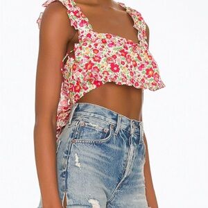 For Love And Lemons Auden Pink Floral Crop Top